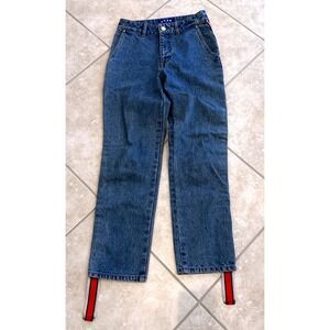 Ader Error Side Stripe Straight Leg‎ Jeans Medium Wash Blue Red White A1